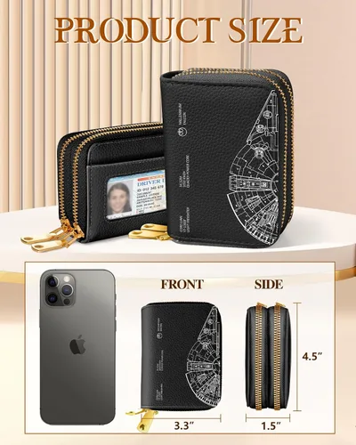 Vista 2 de Miss Adola Cartera para tarjetas de crédito para mujer, con bloqueo RFID, organizador de tarjetas de cuero, para mujeres y niñas, estética, bonita
