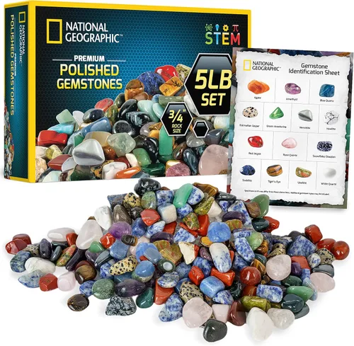Vista 7 de National Geographic Piedras Pulidas Premium - 2 Libras de Piedras Pulidas y Cristales a Granel de 1/2 Pulgada, Más de 4500 Quilates, Kit de Rocas