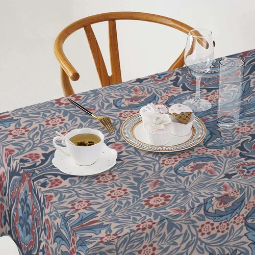 Vista 108 de Mantel Floral Retro de Pájaros, Diseño Original Bohemio William Morris Estampado Cubierta de Mesa para Hogar Picnic Fiesta Comedor Cocina William