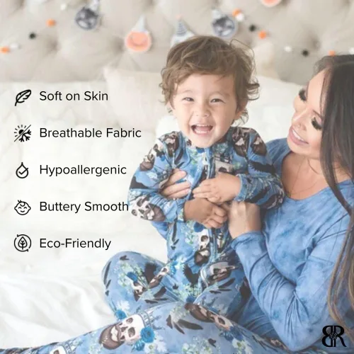 Vista 3 de Bums & Roses Pieles de bambú para bebé, fabricados con elastano suave y viscosa de bambú, cremallera bidireccional para un fácil cambio, 0-24M