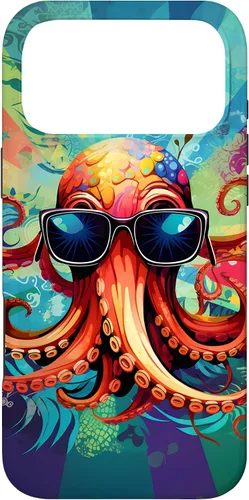 Vista 22 de iPhone 11 Pro That's One Cool Pultopus Pulpo colorido con funda para gafas de sol