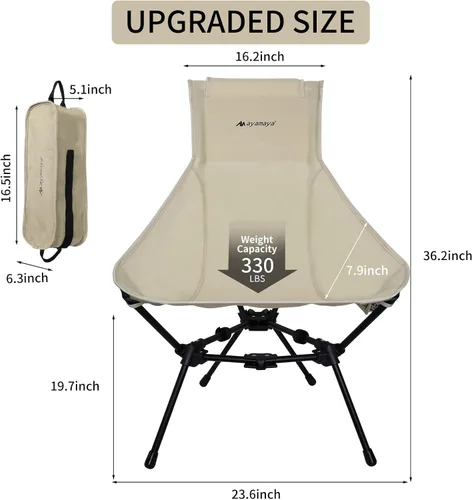 Vista 2 de AYAMAYA Camping Chairs - Ultralight Folding High Back Camping Chair with Upgrade All Aluminum Widen Frame Structure