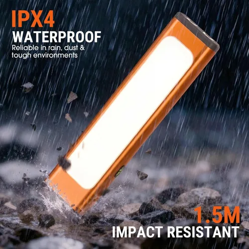 Vista 7 de Linterna plana EDC recargable, 1200 lúmenes USB-C (naranja, 1 unidad) Linterna de bolsillo con clip, 9 modos de luz magnética impermeable pequeña