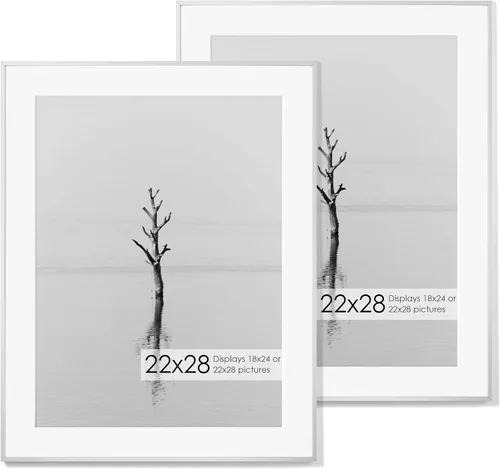 Vista 290 de Fun Memories Marco de Fotos A2 Negro, Marcos de Póster de Metal de Alta Gama de 16.5 x 23.5 pulgadas para Pared, Marco de Fotos A2 con Paspartú A3