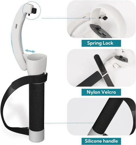 Vista 3 de OKAYCAT Beat Saber Handles Extension Grips for OculusMeta Quest 2 3 in 1 Upgraded Simple Install Fixed Clasp Protect Controller Grips with