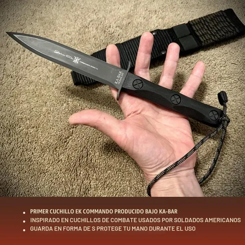 Vista 6 de Cuchillo KA-BAR John Ek Commando Co. - EK44 con hoja de acero Cro-Van 1095 de 6.625 pulgadas en un mango de nylon relleno de vidrio de 12.625