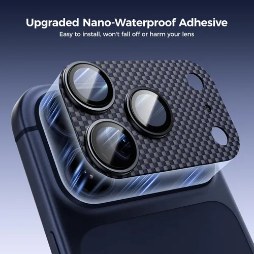 Vista 6 de BENKS ArmorWarrior - Protector de lente de cámara para iPhone 17 Pro, vidrio templado recubierto de AR con fibra de aramida, resistente a