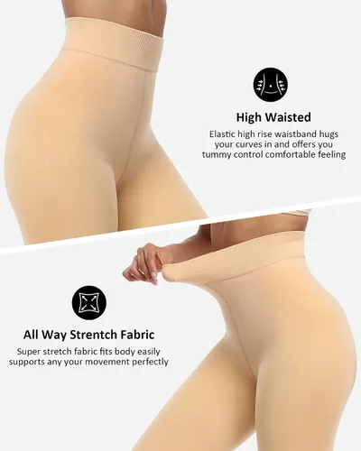 Vista 29 de NORMOV - Leggings con forro de vellón cálido para mujer, de invierno, mallas gruesas, de terciopelo, térmicas