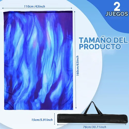 Vista 2 de Remagr 2 Piezas Banderas de Danza de Alabanza de 63"X43.3" con Varilla Escalable Bandera de Alas de Ángel Semicírculo Banderas de Alabanza de Azul