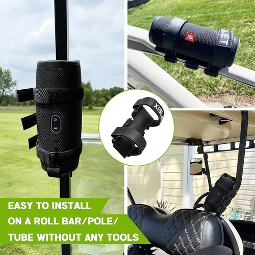Vista 3 de Xislet Soporte de altavoz portátil compatible con accesorios de carrito de golf, carrito de club, EZGO, bicicleta, moto, cuatrimoto, cuatrimoto
