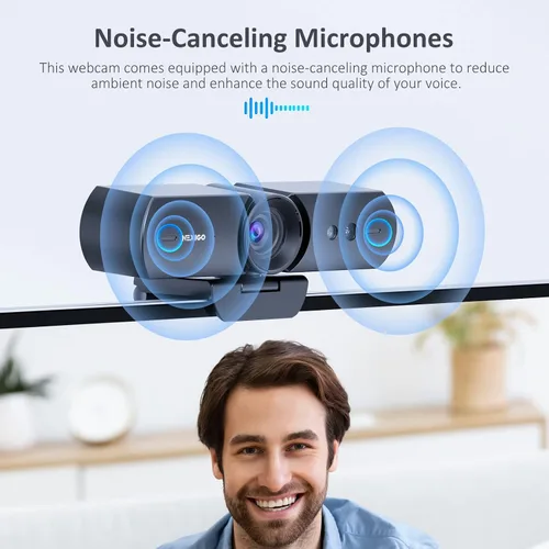 Vista 7 de NexiGo HelloCam, cámara web 1080P con Windows Hello, verdadera privacidad, obturador electrónico automático, cámara de computadora, micrófono