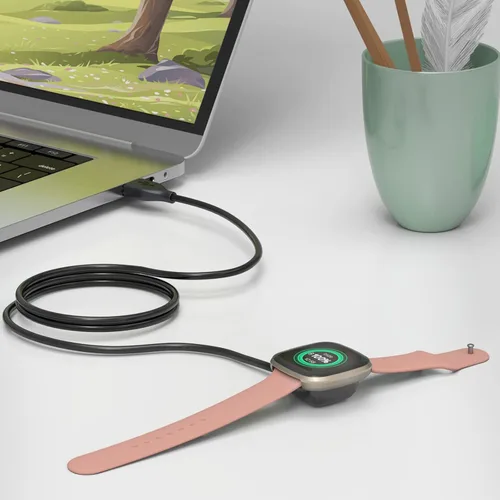 Vista 4 de Trami Paquete de 2 cargadores compatibles con Fitbit Sense & Versa 3, cable de carga USB de repuesto para reloj Versa 3/Versa 4/Sense/Sense 2, 3.3