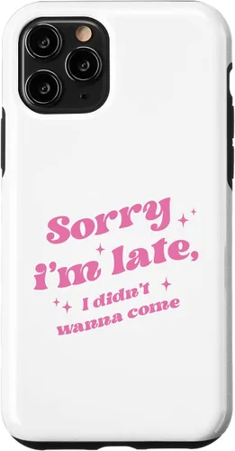 Vista 10 de Carcasa estética para iPhone 15 Sorry I'm Late I Didnt Want To Come, color rosa