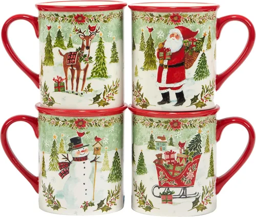 Vista 5 de Certified International Joy of Christmas - Juego de vajilla de 16 piezas, servicio para 4