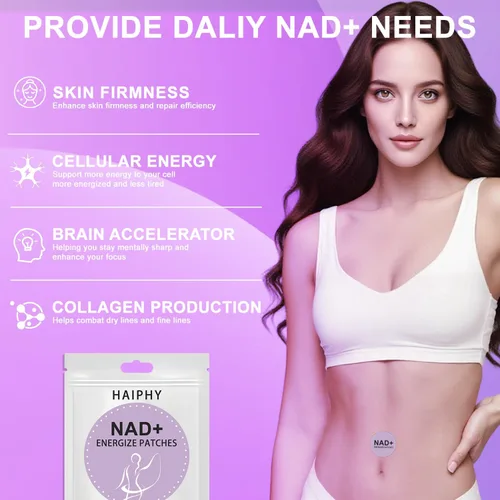 Vista 4 de Parches NAD+: NMNH, resveratrol Antienvejecimiento y metabolismo Absorción mejorada y apoyo a la salud Parches NAD + para mujeres y hombres