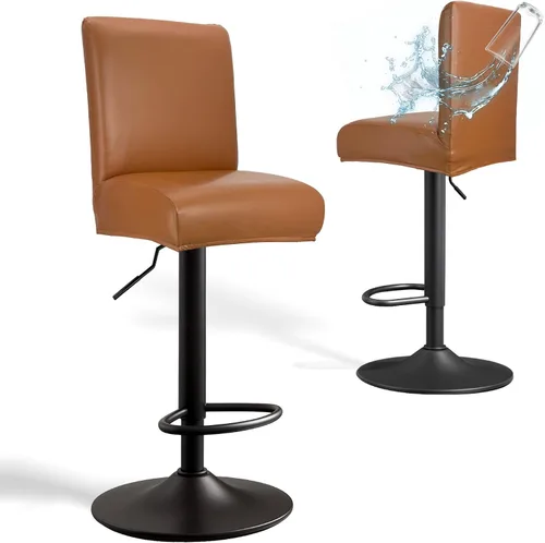 Vista 21 de Fundas de Cuero PU para Taburete de Bar con Respaldos, Paquete de 2 Fundas Elásticas Impermeables para Sillas de Taburete de Bar, Fundas Lavables