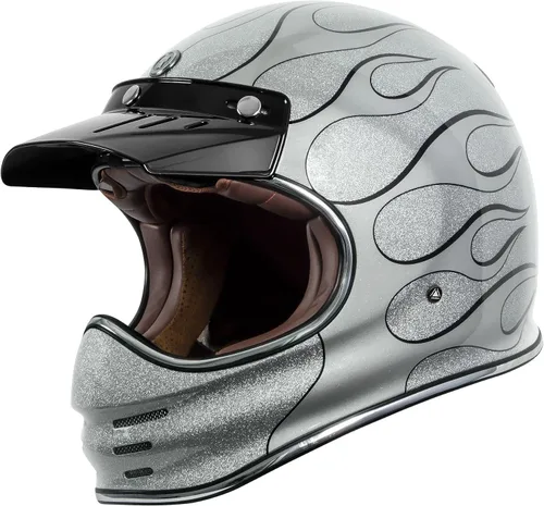 Vista 17 de TORC T3/Baja - Casco de motocicleta de fibra de vidrio retro clásico de cara completa con aprobación DOT y ECE Lealtad blanca brillante