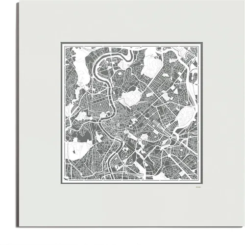 Vista 129 de O3 Design Studio Mapa de corte de papel de París, color negro mate, 20 x 20 pulgadas, arte en papel