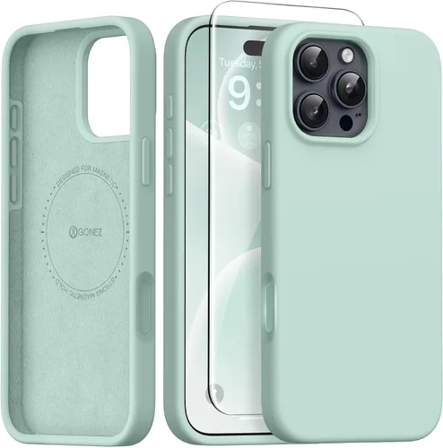 Vista 218 de GONEZ Funda magnética para iPhone 12 Case / 12 Pro Case, compatible con MagSafe, [protector de pantalla + protector de lente de cámara], funda
