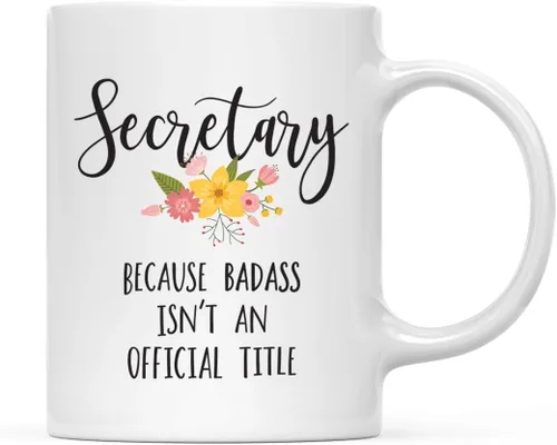 Vista 46 de Andaz Press Taza de café de 11 onzas, regalo de broma, tía porque Badass no es un título oficial, gráfico floral, 1 paquete