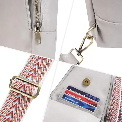 Vista 4 de KFXFENQ Bolso bandolera para mujer, de piel sintética, bolso bandolera pequeña, mochila cruzada multiusos para el pecho, para mujer, ciclismo
