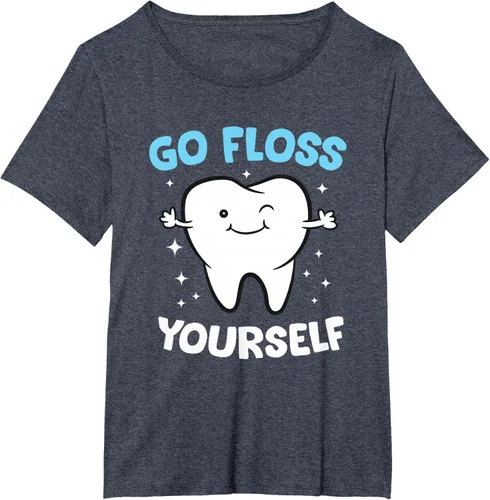 Vista 88 de Camiseta higienista dental, asistente dental, Go Floss Yourself dentista, Negro, S
