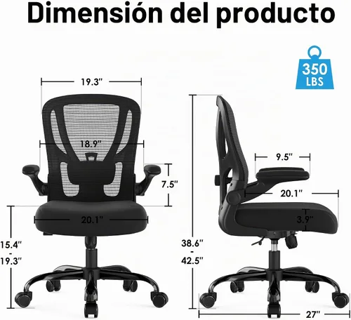 Vista 3 de Silla de oficina ergonómica para escritorio, silla de computadora