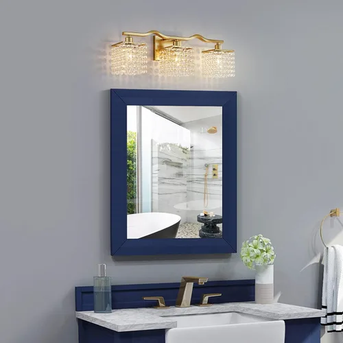 Vista 8 de WUZUPS Lámpara de Baño de 3 Luces sobre Espejo, Apliques de Pared de Tocador Modernos, Luz de Gota de Cristal Transparente para Dormitorio, Sala