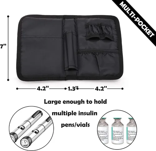 Vista 4 de apollo walker Funda de viaje para enfriar insulina, enfriador de medicamentos diabéticos aprobado por la TSA con bolsas de hielo y forro aislante