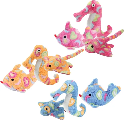 Vista 2 de Zanies Mar Charmer – Cuaderno perro juguetes, caballitos de mar azul, 7