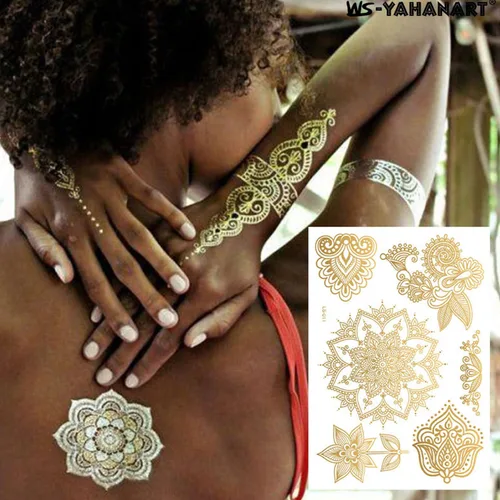 Vista 8 de Tatuajes de henna, Henna Tatuajes Temporales Marrón Impermeable Tatuaje Pegatinas para Mujeres Boda Festivales,Decoración de Fiestas Proveedores