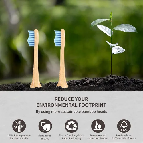 Vista 6 de Cabezales de cepillo de dientes eléctrico de bambú, cerdas suaves a base de plantas, cabezales de repuesto para cepillos de dientes eléctricos