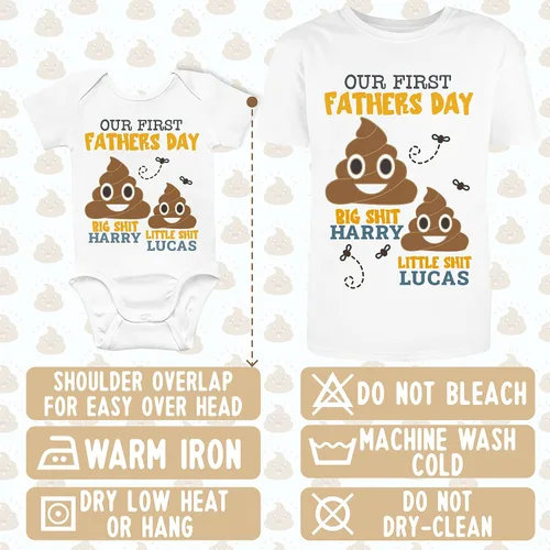 Vista 3 de Regalos del primer día del padre trajes a juego camiseta de papá personalizada y mono para bebé 6 diseños Camisas a juego de padre hijo camisa