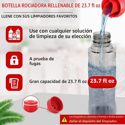 Vista 3 de Trapeador de microfibra para limpieza de suelos con 3 almohadillas lavables 700ML refillable bottle, 360° swivel head, scrubber included, wet/dry