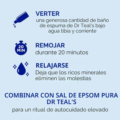 Vista 4 de Dr Teal's Baño espumoso con sal pura de Epsom, lavanda y eucalipto, 34 onzas líquidas (paquete de 2)