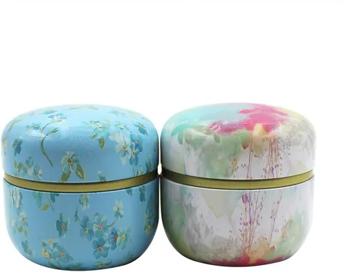 Vista 9 de Paquete de 2 mini recipientes de almacenamiento de té, latas de café, patrón de flores, contenedor de almacenamiento de alimentos para hierbas