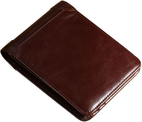 Vista 2 de MANBANG - Cartera de piel de vacuno con capacidad extra para hombre