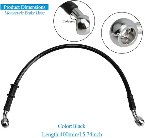 Vista 2 de Línea de freno de motocicleta, tubo de aceite de embrague hidráulico universal de 15.75 pulgadas, accesorios trenzados de acero inoxidable