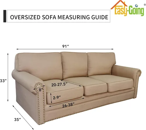 Vista 6 de Easy-Going Funda elástica de sofá de 4 piezas de gran tamaño para perros, funda de sofá lavable para 3 cojines separados, protector de muebles Negro