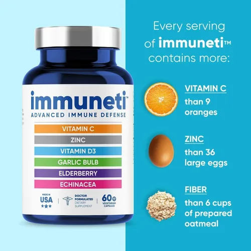 Vista 2 de Immuneti Advanced Immune Support – Suplemento de apoyo inmunológico avanzado 6 en 1 de inmunidad diaria formulado por médicos – Fabricado en Estados