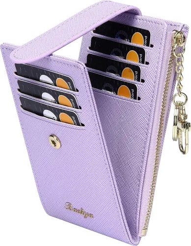 Vista 13 de Badiya Tarjetero para mujeres con RFID, carteras delgadas, plegables, tarjetero multifuncional, monedero