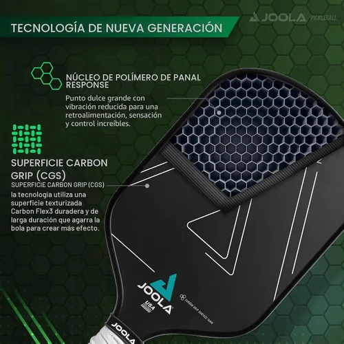 Vista 3 de JOOLA Vision - Paleta de pickleball con tecnología de superficie de agarre de carbono texturizado para un máximo giro y control con potencia