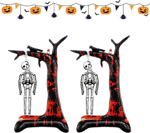 Vista 11 de 5 globos inflables de murciélagos de Halloween con diseño de murciélagos negros, decoraciones inflables de Halloween, día de la muerte, globos