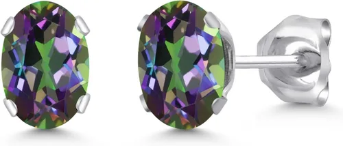 Vista 33 de Gem Stone King Oval Stud Earrings For Women Men 925 Sterling Silver Oval 6X4MM Gemstone Birthstone Fine Jewelry for Her Him Mom Dad Wife