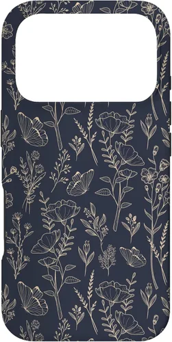 Vista 30 de Butterfly Meadow Botanical Wildflower Pattern (Azul Marino) Funda para iPhone 17