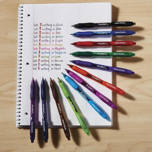 Vista 2 de Paper Mate Profile - Bolígrafos retráctiles de punta redonda (1.4mm), azul, 12