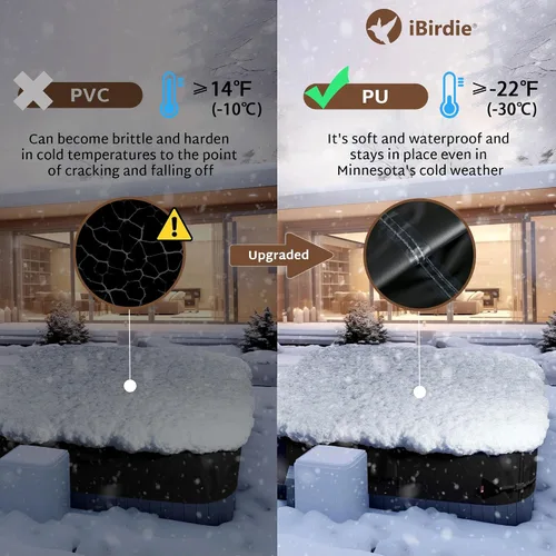 Vista 3 de iBirdie Cubierta impermeable para bañera de hidromasaje, 134 x 97 pulgadas, para 8 x 11 pies, 132 x 96, 133 x 93, 130 x 94, protectores