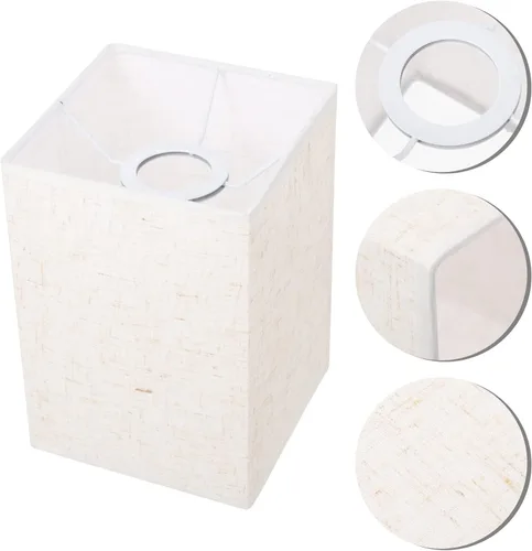 Vista 9 de Pantalla rectangular de lino para lámpara de tela blanca con clip, cubierta de luz, reemplazo de pantalla beige