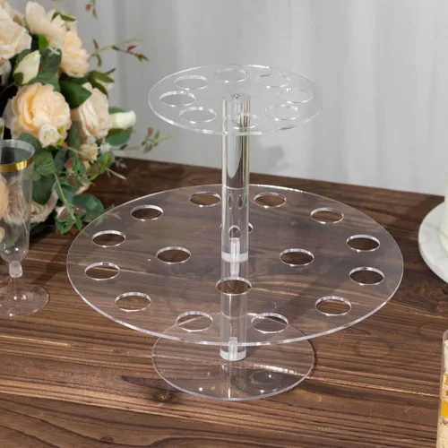 Vista 9 de Efavormart - Soporte de plástico transparente para cupcakes de 3 niveles con borde barroco dorado en relieve, soporte redondo de postres