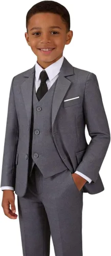 Vista 9 de Traje formal para niños pequeños, esmoquin para boda Negro 4 piezas